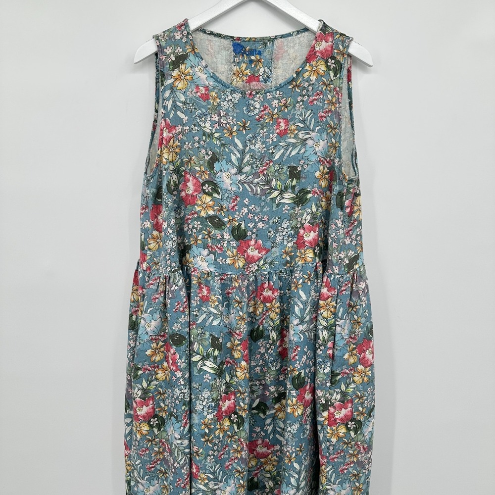 Yuvita 100% Linen Dress Size XL Pockets Garden Party Grannycore Cottagecore Boho - Picture 3 of 11